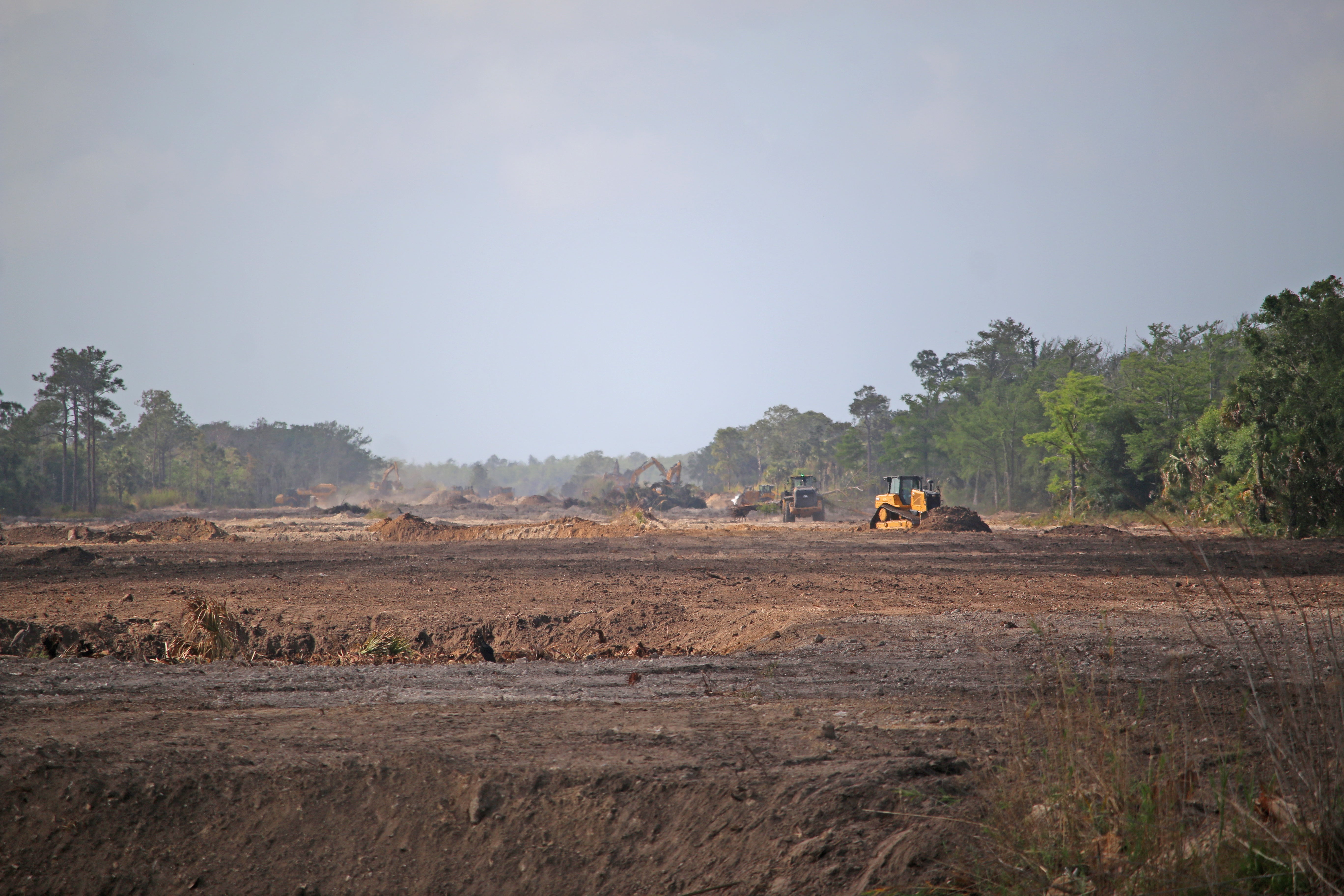 A bulldozer in a restoration site